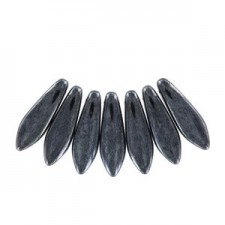 Czech Glass Daggers beads 5x16mm Jet hematite